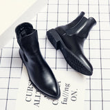 Yeknu Men's Newest Handmade PU Spring and Autumn High-top Boots Chimney Tooling Casual Chelsea Boots Fashion Classic HL093