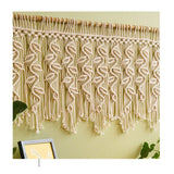 Yeknu Handwoven Macrame Tapestry Curtain Windown Haing Curtain Tapestry Boho Style Room Decoration Home Background