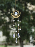 Yeknu 1pc gold flame moon crystal pendant sunlight catcher outdoor garden ab colourful hanging decorations hanging ornaments