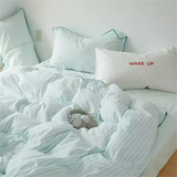 Yeknu  Korean INS Cream Style Bedding Set Solid Color Soft Bed Flat Sheet Pillowcase Adult Single Twin Full Queen Size Duvet Cover Sets