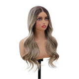 Yeknu  26 Inch Body Wave Lace Front Wigs 13x1 T Part Lace Front Daily Wigs Ombre White Synthetic Hair Wigs Glueless Lace Wigs