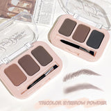 Yeknu  Three-color eyebrow powder: natural three-dimensional eyebrow powder, easy to apply makeup, waterproof and non-refuge, daily