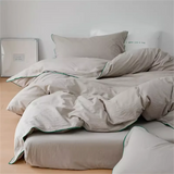 Yeknu  Korean INS Cream Style Bedding Set Solid Color Soft Bed Flat Sheet Pillowcase Adult Single Twin Full Queen Size Duvet Cover Sets