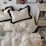 Yeknu  French Girl New Pure Cotton Bed Set Four-piece Set All-cotton Four-season Universal Quilt Cover Three-piece Bedding Set