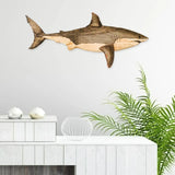 Yeknu Wooden Sea Fish Decor Statue Wall Hanging Decor Whale Figurine Sculpture Ornament Rustic Decor Home Living Room Bedroom Decor