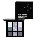 Yeknu  9-shade eyeshadow palette: Black Swan, Smoky, Dark Black, Grey Silver Glitter, Matte Finish, Long-lasting, and easy to color