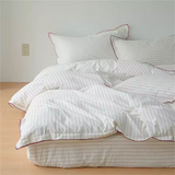 Yeknu  Korean INS Cream Style Bedding Set Solid Color Soft Bed Flat Sheet Pillowcase Adult Single Twin Full Queen Size Duvet Cover Sets