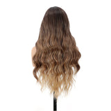 Yeknu  Ombre Brown 13x4 Lace Front Wig 280g 180% Density 26 Inch Synthetic Hair Wigs 13x4 Body Wave Transparent Lace Front Wig