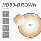Yeknu Cosplay HD53 Brown 14.2mm 1 Pair | 1 Year