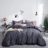 Yeknu  Silky Soft Pure 600TC Egyptian Cotton Solid color Bedding set Duvet Cover+2Pcs Pillowcases Twin Double Queen King Size