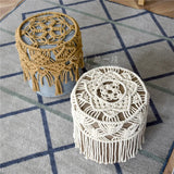 Yeknu  Macrame Round Chair Cover Hand-Woven Cotton Cope Tassel Hanging Tapestry  Sofa Low Stool Chair Cover Boho Decor