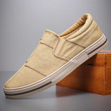 Yeknu  Mens Canvas Shoes New Men Casual Slip On Wear-Resisting Flat Shoes Brand Coth shoes Fashion Driving Shoes