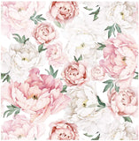 Yeknu  White Pink Peel and Stick Wallpaper Removable Fresh Peony Self-Adhesive Prepasted Wallpaper Waterproof Extra Thick Wall Mural