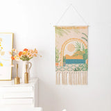 Yeknu  Hanging Tapestry with Handmade Tassels Dorm Hotel Wall Hanging Cover Blanket Decor Fabric Home Stay Ramadan Decoration