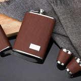 Yeknu  Creative 9 Oz Stainless Steel Hip Flask Set With 1 Funnel and 4 Cups Wooden Whiskey Wine Bottle Retro Alcohol Pocket Flagon