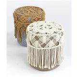 Yeknu  Macrame Round Chair Cover Hand-Woven Cotton Cope Tassel Hanging Tapestry  Sofa Low Stool Chair Cover Boho Decor