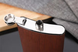 Yeknu  Creative 9 Oz Stainless Steel Hip Flask Set With 1 Funnel and 4 Cups Wooden Whiskey Wine Bottle Retro Alcohol Pocket Flagon