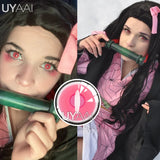 Yeknu  2PCS/Pair Pink Lense Halloween Lenses anime accessories Color contact lenses Cosplay Anime Lenses Yearly Contact lens