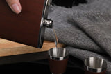 Yeknu  Creative 9 Oz Stainless Steel Hip Flask Set With 1 Funnel and 4 Cups Wooden Whiskey Wine Bottle Retro Alcohol Pocket Flagon