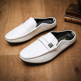 Yeknu  Slippers For Men Loafers Leather Indoor Home Slippers Men Spring Slip On Soft Comfor Black Bedroom Indoor Flat Men Shoes