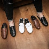 Yeknu  Slippers For Men Loafers Leather Indoor Home Slippers Men Spring Slip On Soft Comfor Black Bedroom Indoor Flat Men Shoes