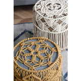 Yeknu  Macrame Round Chair Cover Hand-Woven Cotton Cope Tassel Hanging Tapestry  Sofa Low Stool Chair Cover Boho Decor