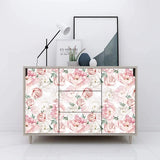 Yeknu  White Pink Peel and Stick Wallpaper Removable Fresh Peony Self-Adhesive Prepasted Wallpaper Waterproof Extra Thick Wall Mural