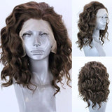 Yeknu  Dark Brown Wigs Body Wave Synthetic Lace Front Wigs for Women Free Part Cosplay Colorful Wigs