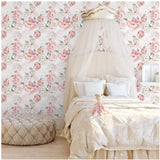 Yeknu  White Pink Peel and Stick Wallpaper Removable Fresh Peony Self-Adhesive Prepasted Wallpaper Waterproof Extra Thick Wall Mural