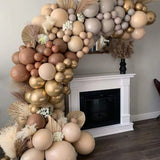 Yeknu 169pcs Double Stuffed Pastel Neutral Coffee Balloon Garland Arch Kit with Blush Nude Balloons for Bear Jungle Safari Party Decor