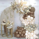 Yeknu 169pcs Double Stuffed Pastel Neutral Coffee Balloon Garland Arch Kit with Blush Nude Balloons for Bear Jungle Safari Party Decor