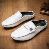 Yeknu  Slippers For Men Loafers Leather Indoor Home Slippers Men Spring Slip On Soft Comfor Black Bedroom Indoor Flat Men Shoes