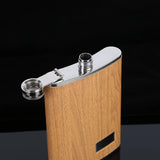 Yeknu  Creative 9 Oz Stainless Steel Hip Flask Set With 1 Funnel and 4 Cups Wooden Whiskey Wine Bottle Retro Alcohol Pocket Flagon