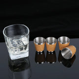 Yeknu  Creative 9 Oz Stainless Steel Hip Flask Set With 1 Funnel and 4 Cups Wooden Whiskey Wine Bottle Retro Alcohol Pocket Flagon