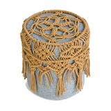 Yeknu  Macrame Round Chair Cover Hand-Woven Cotton Cope Tassel Hanging Tapestry  Sofa Low Stool Chair Cover Boho Decor