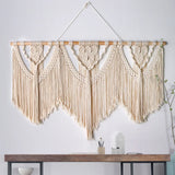 Yeknu Large Macrame Wall Hanging Tapestry  with  Wooden Stick Hand-Woven Bohemia Tassel Curtain Tapestry  Wedding Backgrou Boho Decor