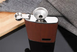 Yeknu  Creative 9 Oz Stainless Steel Hip Flask Set With 1 Funnel and 4 Cups Wooden Whiskey Wine Bottle Retro Alcohol Pocket Flagon