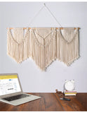 Yeknu Large Macrame Wall Hanging Tapestry  with  Wooden Stick Hand-Woven Bohemia Tassel Curtain Tapestry  Wedding Backgrou Boho Decor