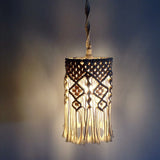 Yeknu  Handmade Macrame Light Shade Chandeliers Hanging Lamp Cover Handcraft Tassel Light Cover  Macrame Woven Bohemia Tapestry Decor