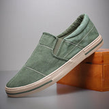 Yeknu  Mens Canvas Shoes New Men Casual Slip On Wear-Resisting Flat Shoes Brand Coth shoes Fashion Driving Shoes