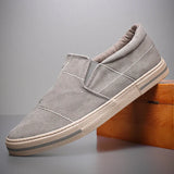 Yeknu  Mens Canvas Shoes New Men Casual Slip On Wear-Resisting Flat Shoes Brand Coth shoes Fashion Driving Shoes