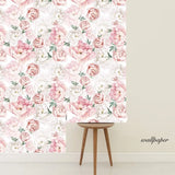 Yeknu  White Pink Peel and Stick Wallpaper Removable Fresh Peony Self-Adhesive Prepasted Wallpaper Waterproof Extra Thick Wall Mural