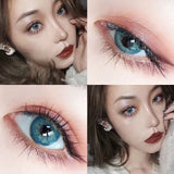 Yeknu  2pcs/Pair Color Contact Lenses Myopia Contact Color Lens Eyes Lenses for Eyes Blue Lenses with Diopters Yearly Cosmetics