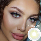 Yeknu  2pcs/1Pair Lenses with diopters Gray Color myopia Contact Lenses Aurora Europe Seriers Eye Color contact lenses Yearly