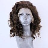 Yeknu  Dark Brown Wigs Body Wave Synthetic Lace Front Wigs for Women Free Part Cosplay Colorful Wigs