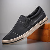 Yeknu  Mens Canvas Shoes New Men Casual Slip On Wear-Resisting Flat Shoes Brand Coth shoes Fashion Driving Shoes
