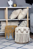 Yeknu  Macrame Round Chair Cover Hand-Woven Cotton Cope Tassel Hanging Tapestry  Sofa Low Stool Chair Cover Boho Decor