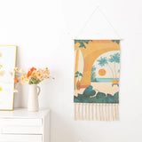 Yeknu  Hanging Tapestry with Handmade Tassels Dorm Hotel Wall Hanging Cover Blanket Decor Fabric Home Stay Ramadan Decoration