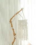 Yeknu  Handmade Macrame Light Shade Chandeliers Hanging Lamp Cover Handcraft Tassel Light Cover  Macrame Woven Bohemia Tapestry Decor