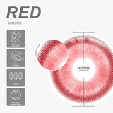 Yeknu Cosplay Madrid Red 14.0mm 1 Pair | 1 Year